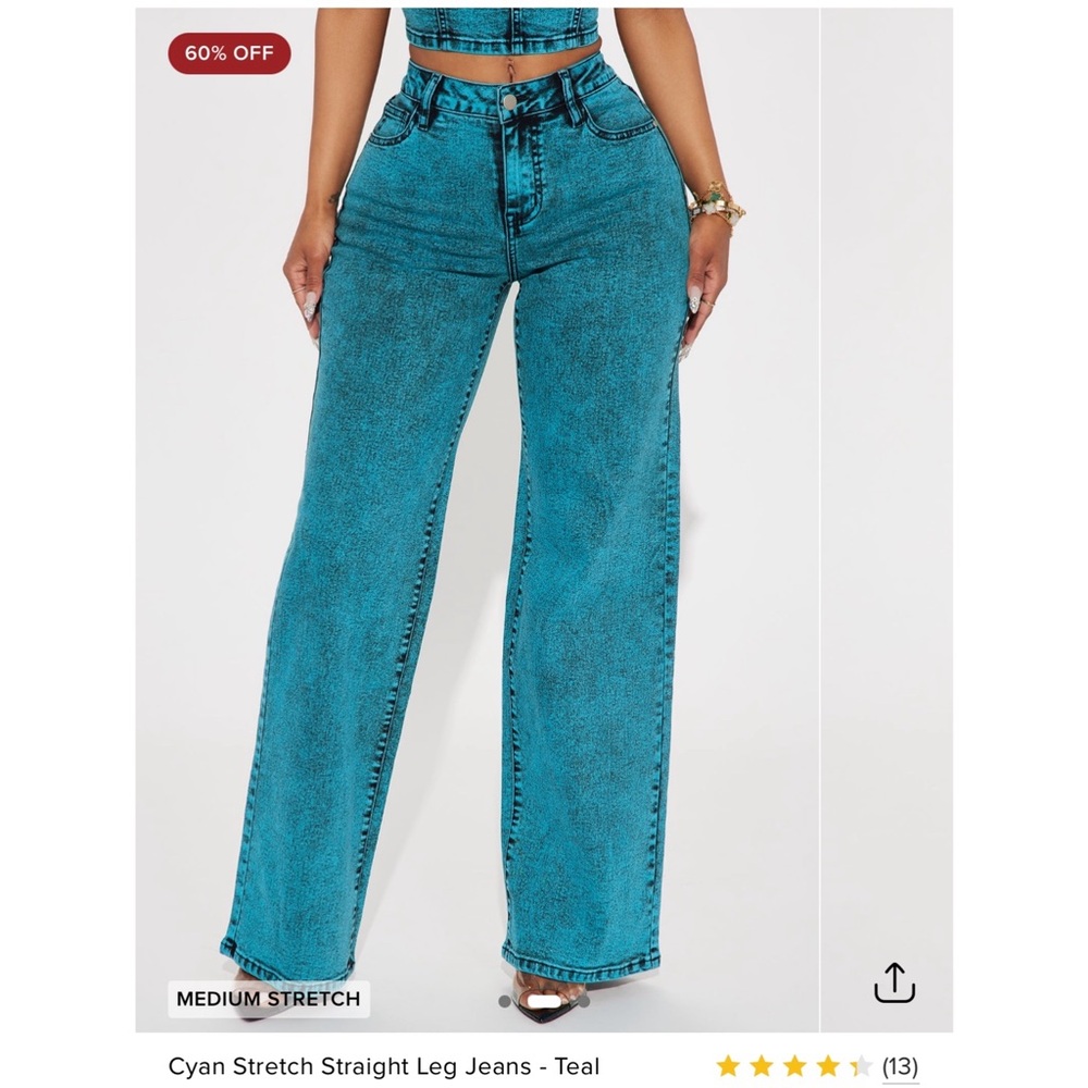 Women's Teal Straight Leg Jeans